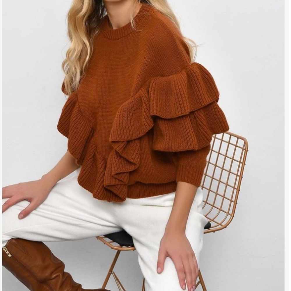🆕 Cinnamon Oversized Ruffle Sweater